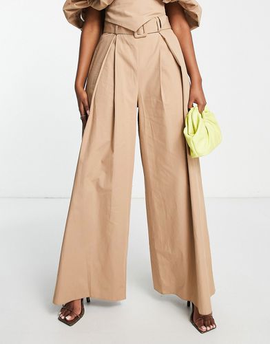 Pantaloni a fondo ampio in cotone color cammello in coordinato - ASOS LUXE - Modalova