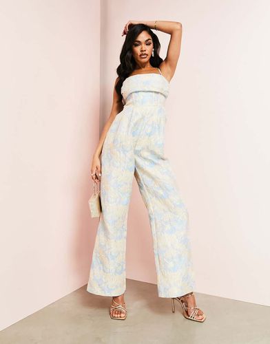 Tuta jumpsuit a fondo ampio jacquard a fiori - ASOS Luxe - Modalova