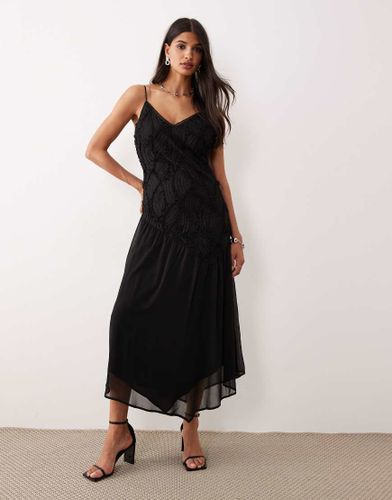 Robe mi-longue en mousseline à corsage texturé - Aware - Modalova