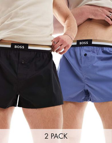 Confezione da 2 boxer corti neri e blu - BOSS Bodywear - Modalova