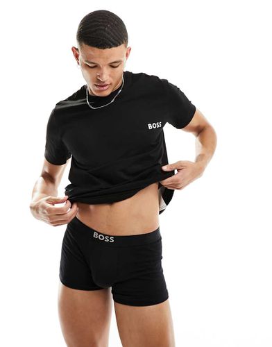 Set regalo con T-shirt e boxer aderenti neri con logo - BOSS Bodywear - Modalova