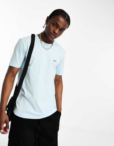 T-shirt azzurra con fondo arrotondato - BOSS Green - Modalova