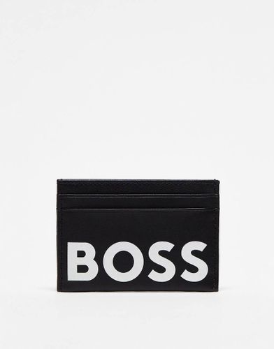 Portacarte in pelle nera con logo grande - BOSS Orange - Modalova