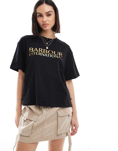 T-shirt nera vestibilità comoda con logo - Barbour International - Modalova