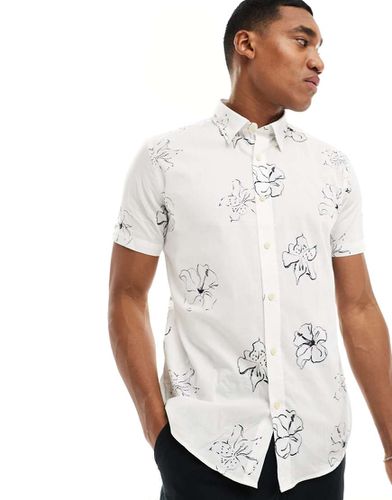 Camicia a maniche corte bianca con stampa a fiori stilizzata - Ben Sherman - Modalova