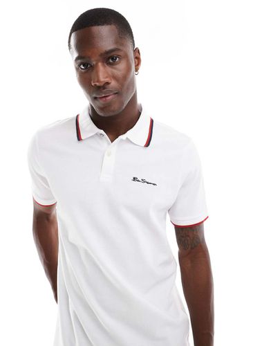 Polo bianca con doppie righe a contrasto sui bordi - Ben Sherman - Modalova