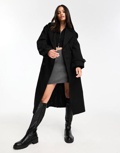 Bershka - Trench in lana nero - Bershka - Modalova