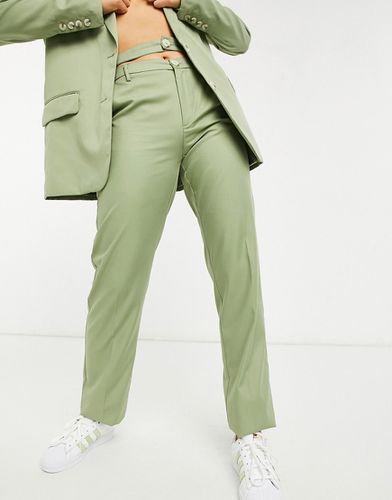 Pantaloni sartoriali con doppia cintura oliva in coordinato - Bershka - Modalova