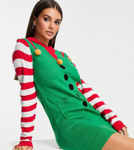Tall - Vestito maglia da elfo natalizio con cappuccio - Brave Soul - Modalova