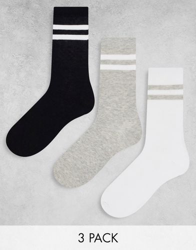 Confezione da 3 paia di calzini neri grigi e bianchi - Brave Soul - Modalova