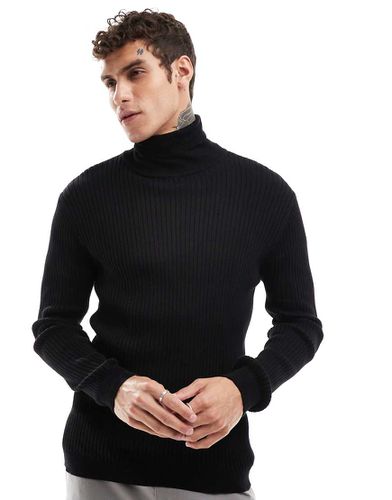 Maglione con collo alto in cotone a coste - Brave Soul - Modalova