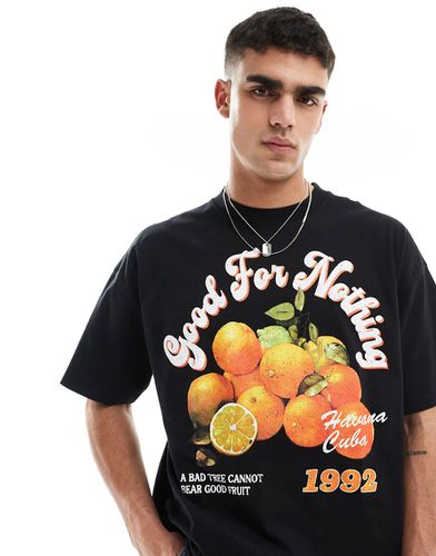 T-shirt nera con grafica con arance - Good For Nothing - Modalova
