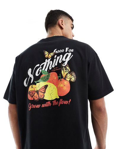 T-shirt nera con grafica con frutta sul retro - Good For Nothing - Modalova