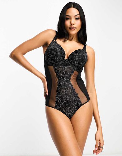 Body con ferretto e scollo profondo in pizzo glitterato con inserti a rete - Gossard - Modalova