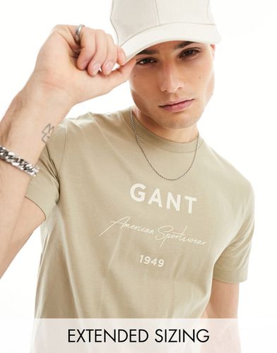 T-shirt color cuoio con stampa del logo - Gant - Modalova