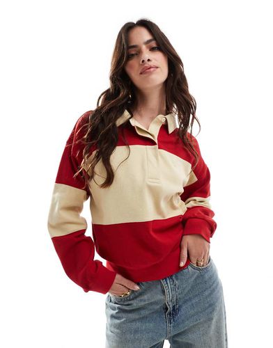 Felpa stile rugby color block piqué rossa con logo - Gant - Modalova