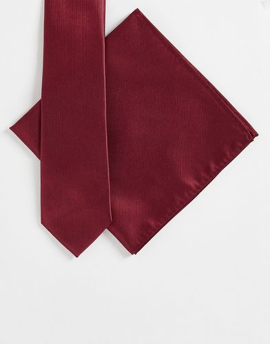 Set con cravatta e fazzoletto da taschino bordeaux - Gianni Feraud - Modalova
