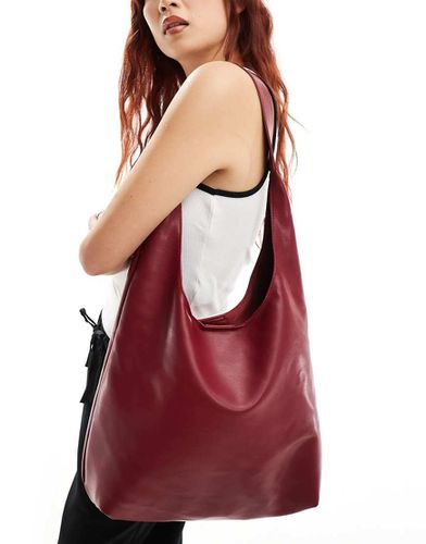 Borsa shopping da spalla bordeaux verniciato - Glamorous - Modalova