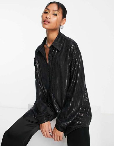 Camicia oversize opaco con paillettes in coordinato - Glamorous - Modalova