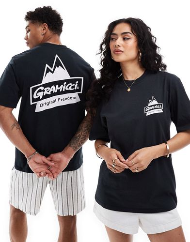 T-shirt unisex in cotone nera con grafica di montagna - Gramicci - Modalova