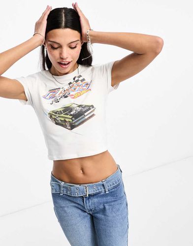 T-shirt corta bianca con stampa Hot Wheels - Guess Originals - Modalova