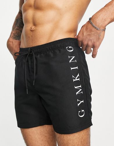 Pantaloncini da bagno neri con logo tono su tono - Gym King - Modalova
