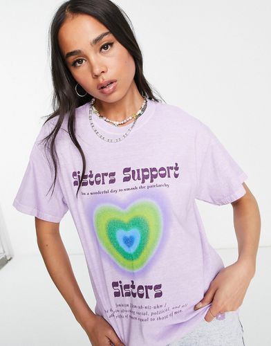 T-shirt comoda con stampa ondulata "Sisters" stile rétro - Daisy Street - Modalova