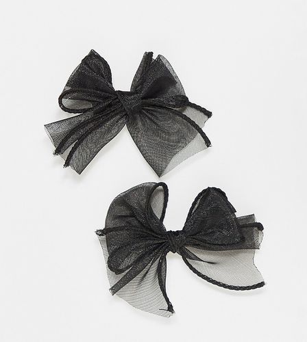 Confezione da 2 mini fiocchi per i capelli in organza neri - DesignB London - Modalova