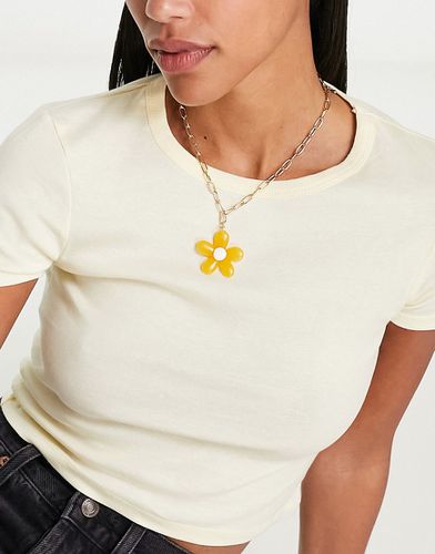 Collana dorata con ciondolo a fiore vistoso - DesignB London - Modalova