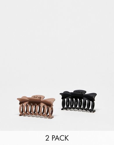 Confezione da 2 pinze per capelli nera e cipria - DesignB London - Modalova