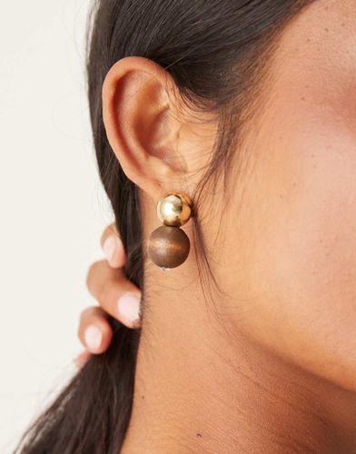 Boucles d'oreilles pendantes effet bois - Designb London - Modalova