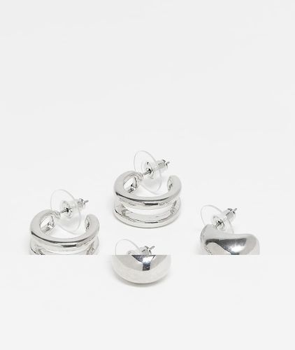 Lot de deux paires de créoles doubles et boucles d'oreilles goutte d'eau - Designb London - Modalova