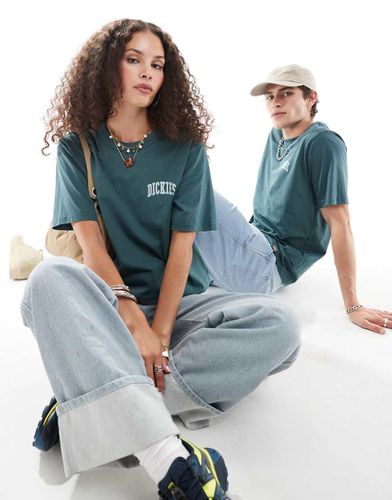 Aitken - T-shirt verde scuro e azzurro con stampa del logo sul petto a sinistra - Dickies - Modalova