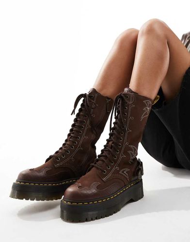 Dr. Martens - Quad - Stivali stile western marroni in camoscio a 14 occhielli - Dr Martens - Modalova