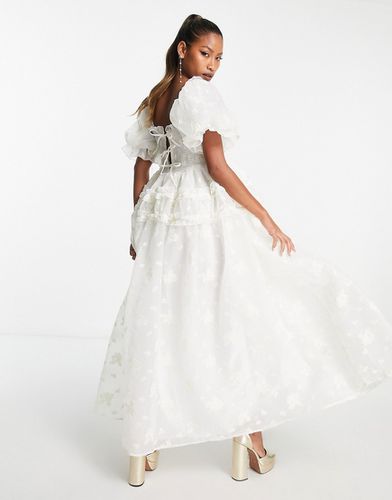 Dream - Vestito lungo da sposa in organza bianca a fiori con maniche a sbuffo - sister jane - Modalova