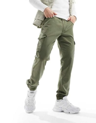 DTT - Pantaloni cargo slim tinti in capo con fondo elasticizzato kaki - Don't Think Twice - Modalova