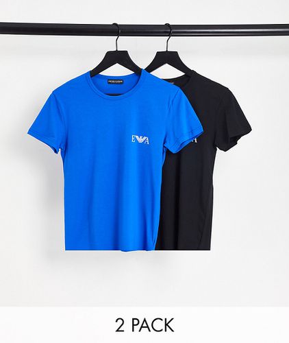 Bodywear - Confezione da 2 t-shirt nera e blu con monogramma - Emporio Armani - Modalova
