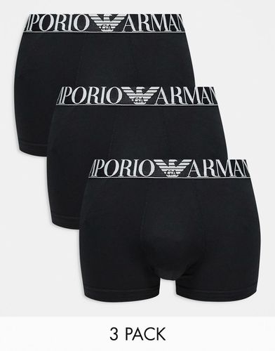 Emporio Armani - Bodywear - Confezione da 3 boxer aderenti neri con fascia in vita con logo - Armani Exchange - Modalova