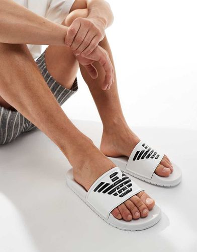 Bodywear - Sliders da spiaggia nere con logo - Emporio Armani - Modalova