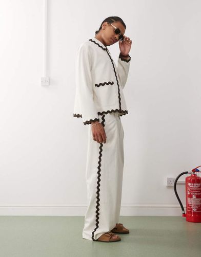 Édition limitée - Pantalon d'ensemble en lin avec bandes festonnées - Reclaimed Vintage - Modalova