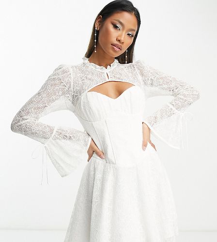 Esclusiva - Vestito corto da sposa in pizzo color avorio stile corsetto - Forever New - Modalova