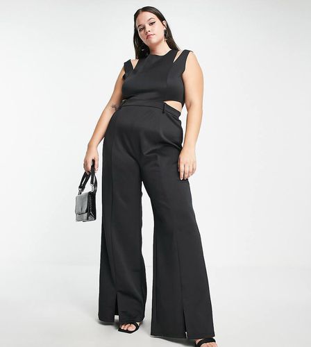 Tuta jumpsuit sartoriale nera a fondo ampio con cut-out - Extro & Vert Plus - Modalova