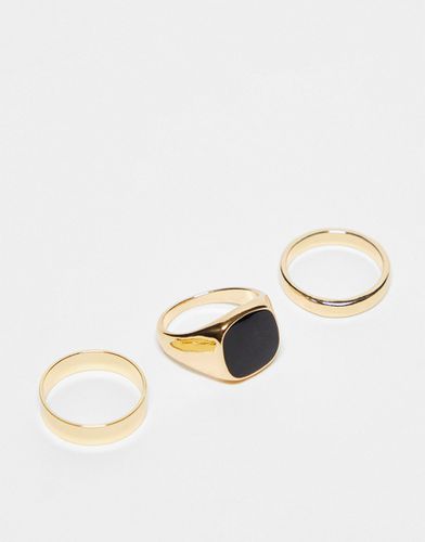Confezione multipack di 3 anelli dorati a sigillo e a fascia - FADED FUTURE - Modalova