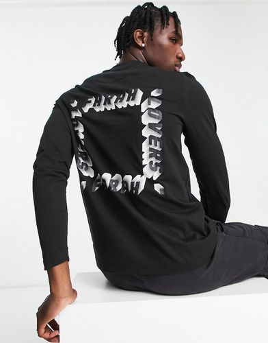 Aspin - T-shirt a maniche lunghe nera in cotone con stampa sul retro - Farah - Modalova