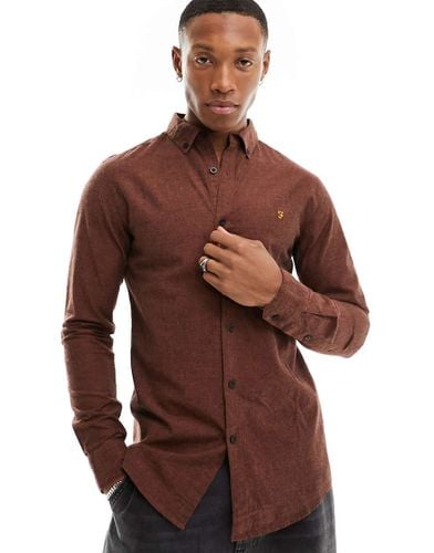 Steen - Camicia slim spazzolata bordeaux - Farah - Modalova