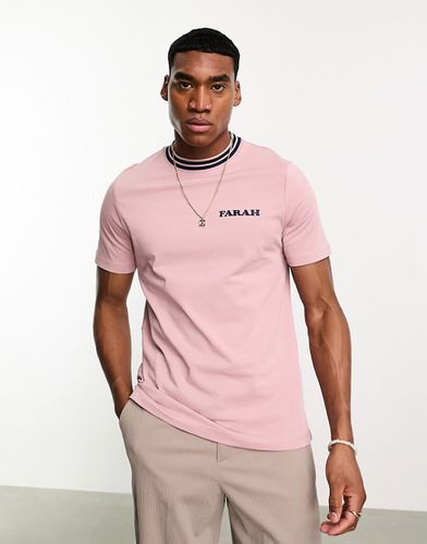 Farah - T-shirt rosa scuro con logo - Farah - Modalova