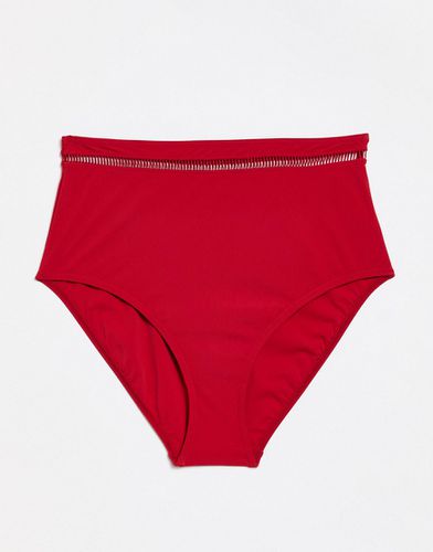 Slip bikini a vita alta con dettagli a rete rossi - Figleaves - Modalova