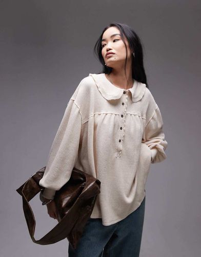 Top comodo oversize color avorio con colletto alla Peter Pan - Free People - Modalova