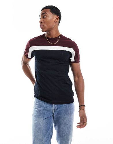 French Connection - T-shirt color block blu navy e bordeaux - French Connection Mens - Modalova