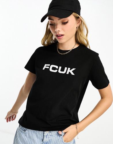 T-shirt nera anni '90 con logo FCUK - French Connection - Modalova